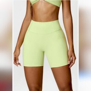 all in motion bright lime biker shorts